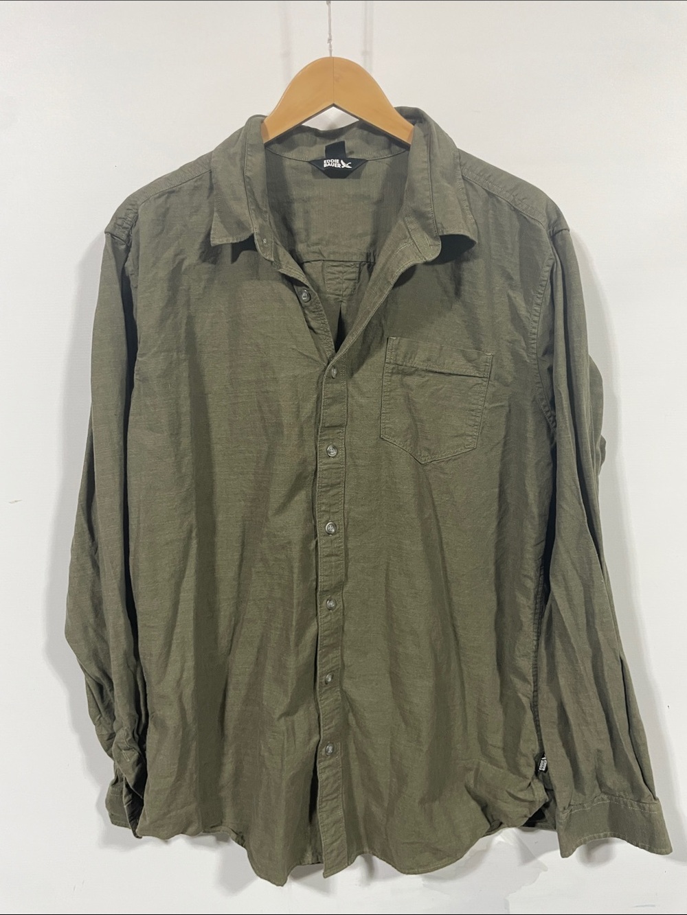 Eddie Bauer Men's Olive Green Button-Down Shirt